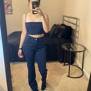 two piece matching set pinstripe